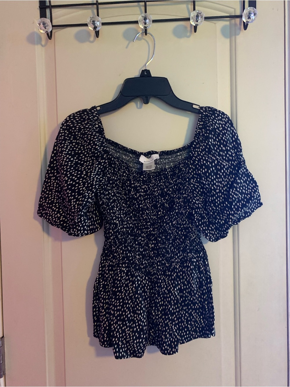 URBAN Romantics Black and White Smocked Peplum Top